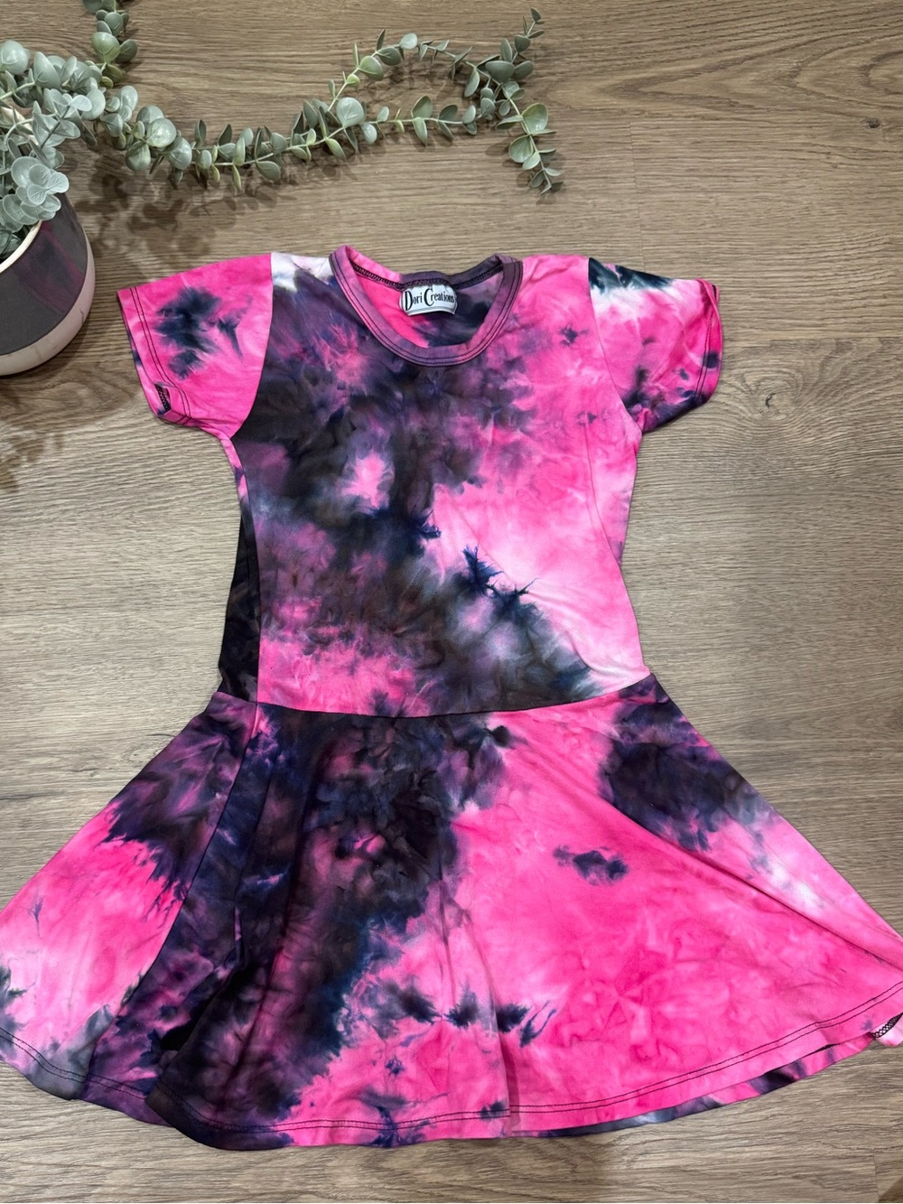 Dori Creations Girls Tie Dye Skater Dress Pink Purple Size 7